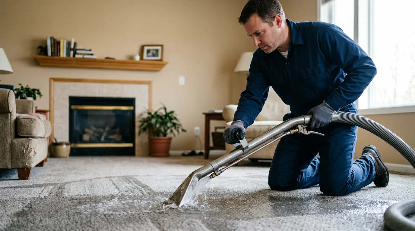 Water damage restoration technician working near Oakdale, CT